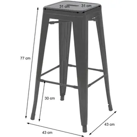 Mendler 4er-Set Barhocker Metall Industriedesign stapelbar grün