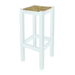 WellHome - Rustikale quadratische hohe Bank aus Holz, Weiß-Finish 32,5x32,5x70 cm