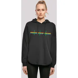 Kapuzenpullover F4NT4STIC "Pink Floyd Prisma Regenbogen Rock Band Herzschlag", Damen, Gr. L, schwarz, Obermaterial: 100% Baumwolle, casual, oversize, Langarm, Pullover, Print