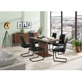 Hela Essgruppe »Ariana, Esstisch mit 6 Stühlen, ausziehbarer Küchentisch« Set, 1 Tisch ausziehbar / 6 Stühle, 7 Stk. tlg. Tisch 120-160cm, 6 Stühle mit hoher Belastbarkeit, schwarz