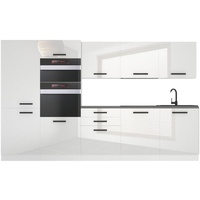 Belini Küchenzeile Küchenblock Grace - Küchenmöbel 300 cm Einbauküche Vollausstattung ohne Elektrogeräten mit Hängeschränke und Unterschrä...