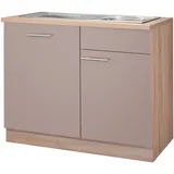 wiho Küchen Spülenschrank »Montana«, 110 cm breit, inkl. Tür/Griff/Sockel für vollint. Geschirrspüler, braun