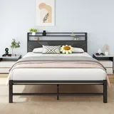 ARFARLY Bettrahmen 120x200cm - Polsterbett Kopfteil - Doppelbett 120x200 -Lattenrost - Stilvolles Bettgestell Dunkelgrau