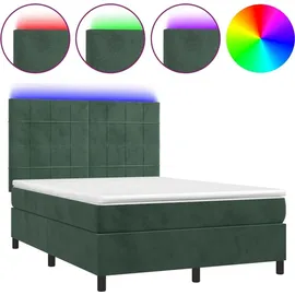 vidaXL Boxspringbett 140 x 200 cm Dunkelgrün