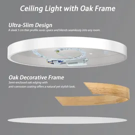 trmlbe Deckenleuchte LED Deckenlampe mit Holzverzierung Modern Lampe Zimmerlampe Kinderzimmerlampe, für Schlafzimmer Wohnzimmer