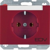 Berker Steckdose SCHUKO mit Aufdruck "EDV", rot glänzend (47397115)
