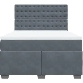 vidaXL Boxspringbett mit Matratze Dunkelgrau 140x200 cm Samt