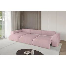 altdecor Ecksofa Cord mit Schlaffunktion 2-Sitzer Rosa