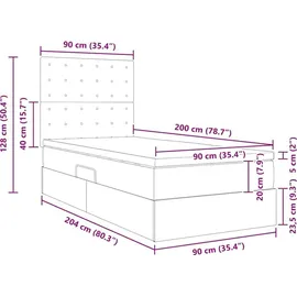 vidaXL Bett mit Stauraum und LED mit LED Dunkelgrün 90 x 200 cm Samt