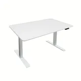Home Deluxe - Höhenverstellbarer Schreibtisch LUMINA - Gestell: Weiß, Platte: Weiß, Maße: 160 x 80 cm, Kohlenstoffstahl, inkl. USB Stecker und Aufbewahrungstasche I Arbeitsplatz Bürotisch