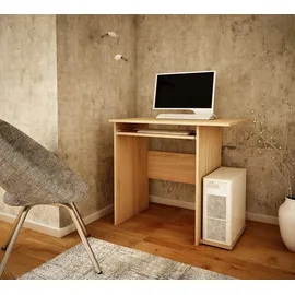 home collective Schreibtisch mit Regalen – 74 x 80 x 50 cm stabil Computertisch mit Metallrollenführungen mit Auszugssperre, Sonoma