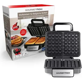 GOURMETmaxx Waffeleisen Belgische Waffeln 1200W Edelstahl/schwarz | Schwarz