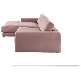 KAWOLA Sofa MADELINE Ecksofa Cord rosa Longchair links