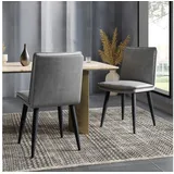 Flieks Esszimmerstuhl PU-Leder (Set, 2 St), 2er Set Polsterstühle Küchenstuhl Wohnzimmerstuhl Kunstleder grau