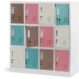 Jan Nowak Schließfachschrank 4B3A Werfachschrank Fächerschrank Umkleideschrank mit 12 Fächern Metall Pulverbeschichtung 120 cm x 110 cm x 45 cm (H x B x T) (Pastellfarben)