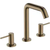 Hansgrohe Tecturis S 3-Loch Waschtischarmatur 150, Ausladung 139 mm, 73330140 mit Push-Open-Ablaufgarnitur, brushed bronze