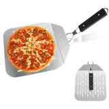 NVIYAM Premium Pizzaschieber für Pizzastein Pizzaschaufel Perforiert Edelstahl Pizzaschieber mit Praktischen Einklapp-Griff Pizzaschieber Rollbar Pizza Schaufel Pizza Slider Pizza Peel, 60 * 30cm