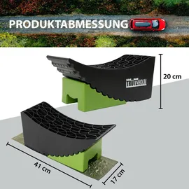 Trutzholm 2x Auffahrkeil 2-teilig bis 13,5 t Höhenausgleichsrampe für PKW, SUV, Wohnmobil mit Unterlegmatte