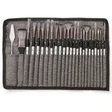 23pcs Verschiedene Groessen Pinsel Set Professionelle Nylon Haar Holzgriff Pinsel mit Schaber Leinwand Organisationstasche fue r Kue nstler Kinder ...
