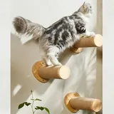 Kratzbäume, Kletterstufen für Katzen, Wand montierter Katzenpilaster, mit Juteseil, Katzentreppe aus Holz, DIY-Kletterwandpfosten für Katzen - Braun