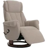 MCA Furniture MCA Relaxsessel + Aufstehhilfe HWC-N58, Fernsehsessel Sessel Fußstütze Bouclé Stoff Holz braun, Holz walnussfarben