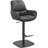 Dieter Knoll Barhocker, Schwarz, Metall, Leder, Echtleder, Rindleder, eckig, 57.5x117x59.5 cm, Sitzfläche 360° drehbar, inklusive Armlehnen, automatische Rückholfunktion, Esszimmer, Barmöbel, Barhocker