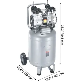 Vevor Luftkompressor 49L Flüsterkompressor 2HP Luftpumpe ölfrei 8bar Kompressor Einphasig Geräuschpegel ≤63dB Ideal zum Aufpumpen von Reifen Autoreparaturen Malerarbeiten Holzarbeiten