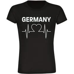 multifanshop Damen T-Shirt - Germany - Herzschlag - Druck weiß - Frauen