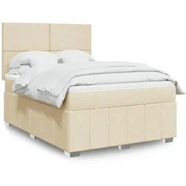 vidaXL Boxspringbett mit Matratze Creme 160x200 cm Stoff
