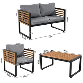 stilvora Gartenlounge-Set 4-tlg. Grau