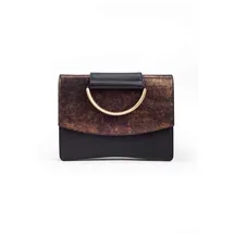 Gretchen Oyster Clutch Three Clutch Leder Black/Yellow/Brown