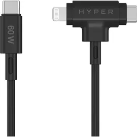 Targus HyperJuice USB-C und Lightning Hybrid-Silikonkabel (1,5m) - Schwarz