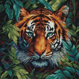 Luca-S Kreuzstich Stickpackung Tiger des Dschungels Zählmuster, Multifarbig