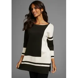 Longpullover, mit geometrischer Grafik, Gr. 36, schwarz-gemustert, , 68165127-36