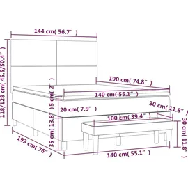 vidaXL Boxspringbett 140 x 190 cm Dunkelblau