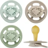 Nip - Cherry Green | ab 6 Monaten | 4er Pack | Kirschform | Stillfreundlicher, zahnfreundlicher Babyschnuller aus Naturkautschuklatex. Nachhaltiger Schnuller aus natürlichen Rohstoffen, Hellgrün/Braun