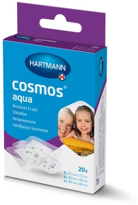 Cosmos® Aqua Wundpflaster 3 Größen, wasserdicht, Atmungsaktive Pflasterstrips mit gleichzeitig wasserdichter Beschichtung, 1 Packung = 20 Stück