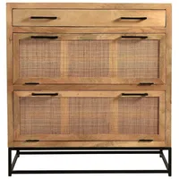 Dynamic24 Schuhschrank Cane Mangoholz natur