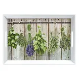 Zeller Tablett Kräuter 50x35 cm Kunststoff Weiß