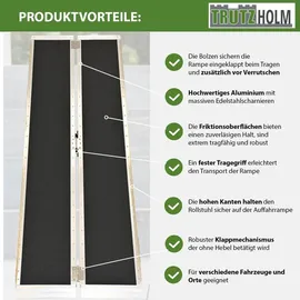 Trutzholm Rollstuhlrampe klappbar 213 cm Traglast 272 kg Alu grau schwarz beschichtet
