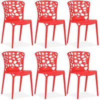 6 Gartenstühle Stapelbar Kunststoff Rot Stuhl Stapelstuhl Relaxstuhl Homestyle4u