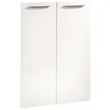 Composad Türen 2er Set niedrig DISEGNO, 75 x 105 cm - Cremeweiß Hochglanz - Grau - mit 2 Griffen - 2er Set