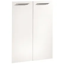 Composad Türen 2er Set niedrig DISEGNO, 75 x 105 cm - Cremeweiß Hochglanz - Grau - mit 2 Griffen - 2er Set