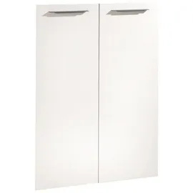 Composad Türen 2er Set niedrig DISEGNO, 75 x 105 cm - Cremeweiß Hochglanz - Grau - mit 2 Griffen - 2er Set