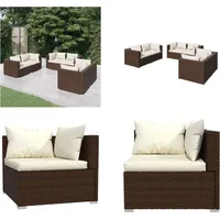 vidaXL 6 tlg. Garten Lounge Set mit Kissen Poly Rattan Braun - Garten-Lounge-Set - Garten-Lounge-Sets - Terrassen-Lounge-Set - Gartensofa-Set - Braun