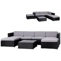 SVITA Loungeset CALIFORNIA, (Gartenlounge, 1-tlg), Ecksofa, Bezüge abnehmbar, Wetterfest, UV-Lichtbeständig schwarz 284 cm x 64 cm x 150 cm