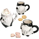 Mambocat Kaffeetasse 0,45 l Schwarz-Weiß 3 St.