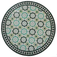 Casa Moro Gartentisch Mosaiktisch D90 Ankabut Türkis aus Marokko mit Schmiedeeisen Gestell (Kunsthandwerk aus Marokko), Mosaik Esstisch marokkanischer Gartentisch Bistrotisch MT2238 grün