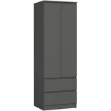 Akord Kleiderschrank Akord S60 Graphitgrau 60 cm 2 Türen 2 Schubladen Regal B60 X H180 X T51 Cm