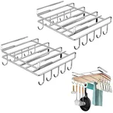 BlingBin Hängekorb Einhängekorb Mit Haken, Schrankkorb Küchenregal Ohne Bohren (1er Set, 2 St., Produktabmessungen: 26 × 25 × 11 cm), Schneidebrett-Organizer,Edelstahl-Aufbewahrungsregal für Küche silberfarben
